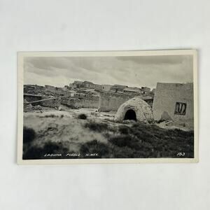 1930 RPPC Native American Indian Laguna Pueblo NM Franklin 1c Stamp Postcard Per